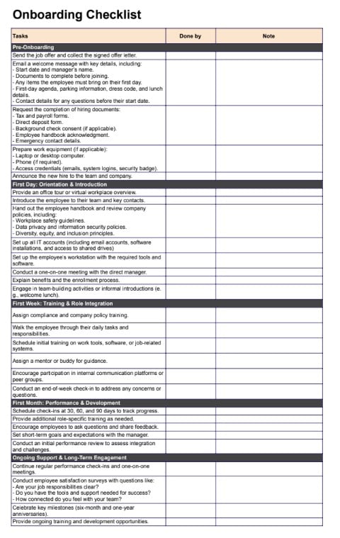 onboarding checklist